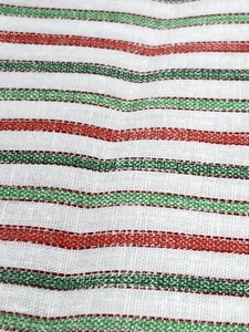 Vintage Manes Fabric Co. Red Green Stripe on White 2.5Y x 45"W Cotton - Picture 1 of 3