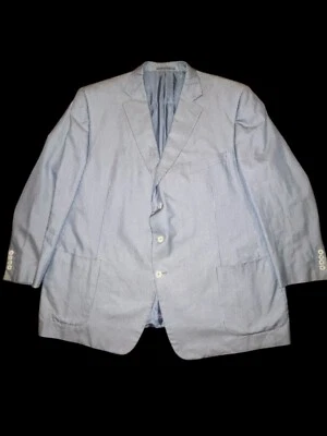 Ermenegildo Zegna Su Misura Silkskin Jacket Blue White Switzerland Men’s 54R - Image 1 of 4