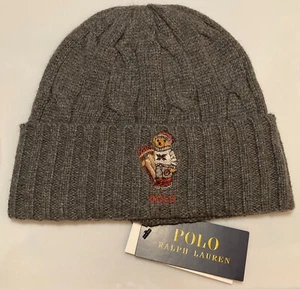 Para hombres POLO RALPH LAUREN Gris Trineo Invierno Oso Cable Tejido Gorro Gorra NUEVO NUEVO CON ETIQUETAS - Imagen 1 de 1
