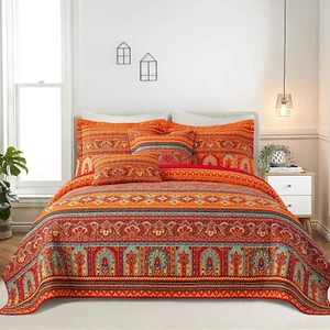 Cotton Queen Size Quilt Bedding Set Cotton Quilt Bedding Sets Covers Queen Quilt - Picture 1 of 7