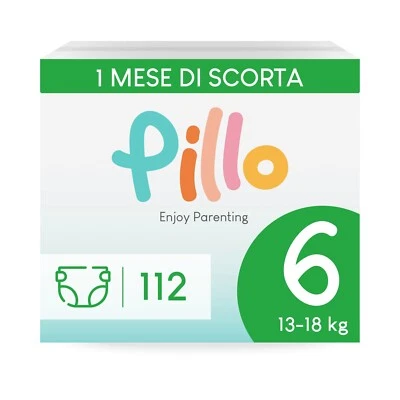 Pannolini Pillo Taglia 6 XL (13-18 kg) - Formato Scorta Pannolini per Bambini - Immagine 1 di 4