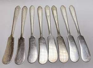 Lot Of 8 Silverplate National Silver Co. MARTINIQUE Flat Butter Knife 6" No Mono - Picture 1 of 7
