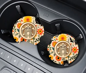 Starbucks Car Coasters SET OF 2 - Picture 1 of 2