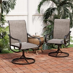 Swivel Patio Chairs Set of 2 Outdoor Patio Swivel Chair Dining Chair Garden Yard - Picture 1 of 13