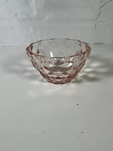 Vintage Jeanette Rosa Depression Glas Dessertschale Würfel Muster - Bild 1 von 4