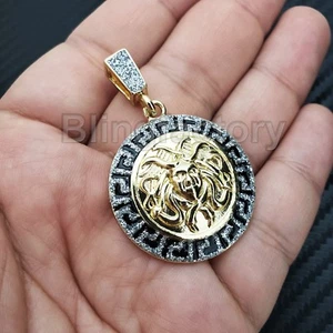 COLGANTE DE DIJES BLING CABEZA DE MEDUSA ENCHAPADA EN ORO HIP HOP - Imagen 1 de 3