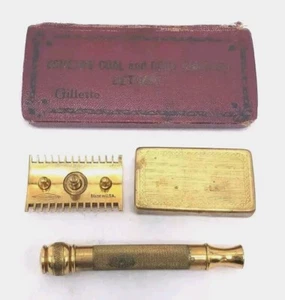 Gillette DE Rasierer goldfarben offener Kamm - ohne Datum, Werbeetui DETROIT - Bild 1 von 18
