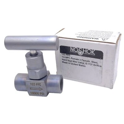 NOSHOK 102-FFC Hard Seat Mini Needle Valve, 10000PSI, 1/4 NPT, 0.172in Orifice - Image 1 of 4