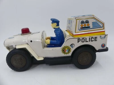 Modern Toys MASUDAYA Japan Tin POLICE JEEP Battery Vintage 1960s NOT WORKING - Image 1 of 4