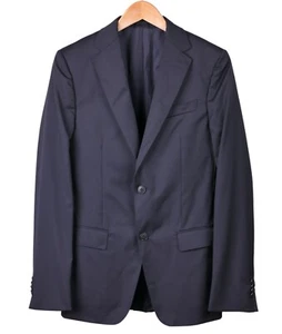 CURRENT Ermenegildo Zegna Solid Navy Blue Wool Sport Coat Jacket Blazer 34 L - Picture 1 of 8