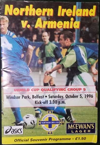 NORDIRLAND ARMENIEN FUSSBALL SOCCER PROGRAMM WM 1998 QUALIFIKATION 1996 - Bild 1 von 2