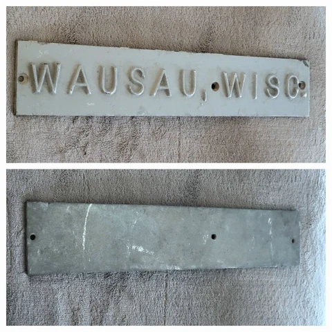 Vintage Embossed WAUSAU, WISC Heavy Duty Steel Plaque - Industrial Steampunk Cover