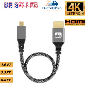 Micro HDMI to HDMI Cable Adapter Converter 4K GoPro HERO 7 6 5 4 3 Camera 60Hz - Picture 1 of 12