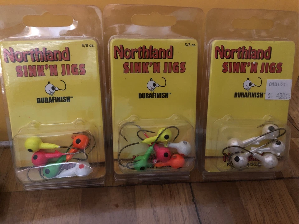 3 novos pacotes de equipamento de pesca Northland - Sink'n Jigs 3/8 oz cores sortidas - Imagem 1 de 1