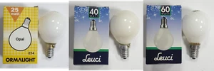 LAMPADA LAMPADINA OPALE SFERA LEUCI ORMALIGHT E14 25W 40W 60W INCANDESCENZA - Foto 1 di 13