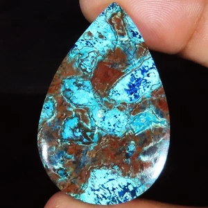 42.90 Cts 100% Natural Azurite Pear Cabochon Loose Gemstone 25x39x5 mm UT123 - Picture 1 of 7