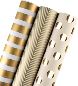 30 Inch Gold Wrapping Paper Roll - Jumbo Roll Gold Gift Wrapping Paper for Chris - Picture 1 of 12