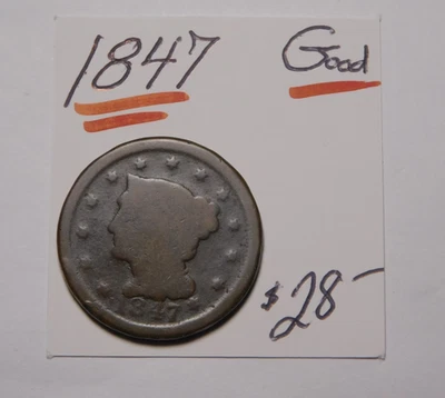 BEAT THIS! INÍCIO DE 1847 CENTAVO GRANDE DA COLEÇÃO ANN PERRY - APENAS US$ 14,00! - Imagem 1 de 4