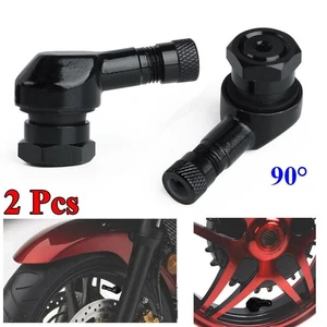 Noir 2x Valve Pneu Extension 90 Degree Angle Adaptateur Motorcycle-Tyre - Photo 1/12