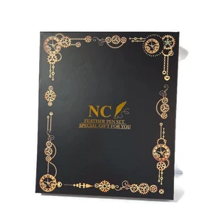 NC Caligrafía Pluma Azul Pluma Pluma 5 Puntas de Pluma Estampillas 5 Colores Tinta Conjunto NUEVO - Imagen 1 de 5