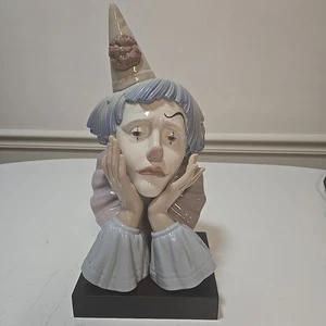 Lladro Sad Clown Jester Head Statue Figurine 12" With Base - Picture 1 of 13