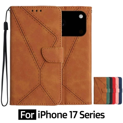 Leather Wallet Case Cover For iPhone 17 Pro Pro Max Air Embossed Magnetic Flip - Image 1 of 4