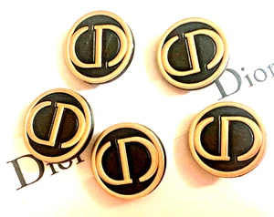 Christian Dior buttons 5pcs metal approx 23-25mm Black/Gold ICONIC CD LOGO - Picture 1 of 24