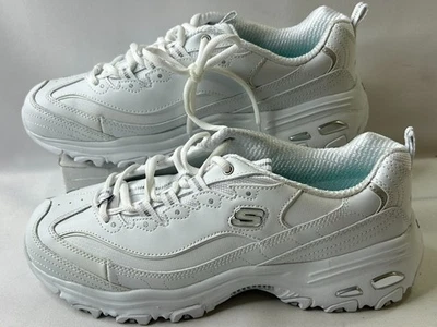 斯凯奇/D'Lites 白色银色/空气冷却记忆泡沫 10 宽 — 第 1/4 张图片