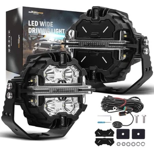 LED Driving Lights 5inch Side Shooter Spot Beam White + Amber DRL Off Road Pods - Picture 1 of 19
