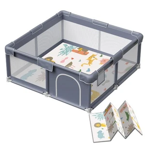 Baby Playpen with Mat, 50x50 Inch Playpen with Mat Waterproof for Babies and ... - Picture 1 of 7