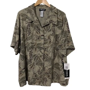 NWT Sag Harbor Woman Silk Shirt Plus Size 3X Leaf Pattern Corporate Office Gift - Picture 1 of 5