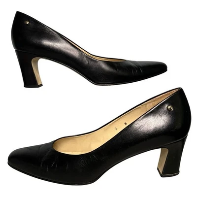 Etienne Aigner Pumps Heels Womens 9N Narrow Taylor Classic Black Leather Classic - Image 1 of 4