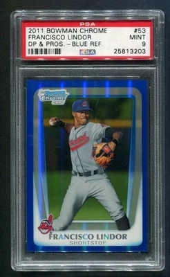2011 Bowman Chrome Draft Francisco Lindor 1ST Blue Refractor 106/199 PSA 9 MINT - Image 1 of 2
