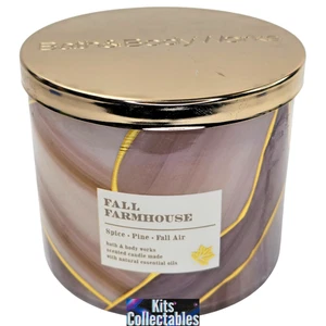 Bath & Body Works - Fall Farmhouse -  Pumpkin Scented Candle 3 Wick 14.5 oz NEW - Picture 1 of 2