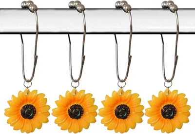 Ganchos para Cortina de Ducha Girasol Decorativos Flores Amarillas Margaritas Anillos de Ducha para  Foto 1 de 4
