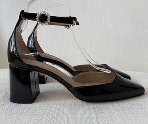 L K Bennett Darling Black Patent Leather Pearl Buckle Heels Size 36 NEW WITH BOX - Picture 1 of 20