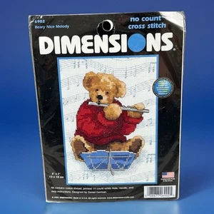 Dimensions Beary Nice Melody No Count Cross Stitch Kit 6902 Musical Notes VTG - Picture 1 of 7