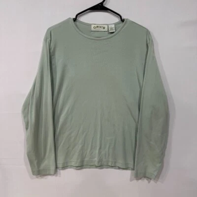 Camiseta Orvis Manga Larga Para Hombre Grande Verde 100% Algodón Tejido Acanalado Informal Foto 1 de 4