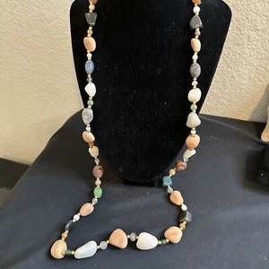 Vintage Agate stone necklace 34 In - Picture 1 of 5