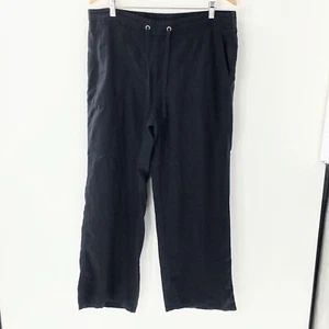 Marks & Spencer Women Linen Wide Leg Pant Black Drawstring Pockets Uk 18 US 14 - Picture 1 of 8
