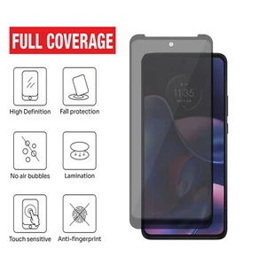 Full Cover Privacy Tempered Glass Screen Protector for Motorola Moto EDGE 2021 - Picture 1 of 7