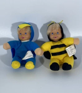 Meritus 1997 Baby Beans Teeny Beans Lot of  Bumble Bee and Song Bird 4.5" Dolls - Picture 1 of 8