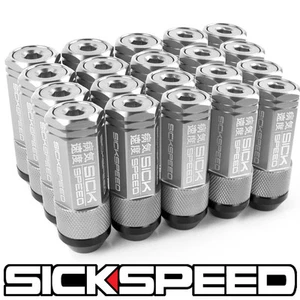 SICKSPEED 20PC POLISHED CAPPED ALUMINUM EXTENDED 50MM 3PC LUG NUTS 12X1.25 N12 - Picture 1 of 1