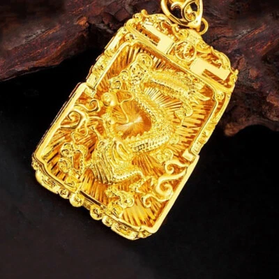 18k Gold Over Silver Dragon Slayer Pendant 20" 24"30" Link Chain Necklace D786 - Image 1 of 4
