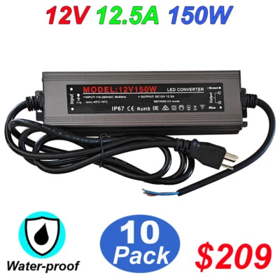 IP67 Power Supply W/US Plug AC 110V To DC 12V Transformer Adapter For LED Strip - Image 1 of 4