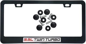 Silver Red Black 3.5L Twin Turbo Emblem Black Stainless License Plate Frame - Picture 1 of 1
