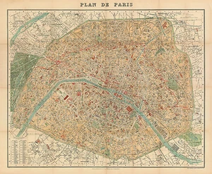 Plan de Paris Historical City Map from 1904 (Hachette) Vintage Print Poster - Picture 1 of 2