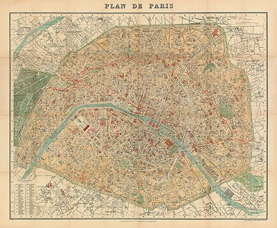 Plan de Paris Historical City Map from 1904 (Hachette) Vintage Print Poster - Image 1 of 2