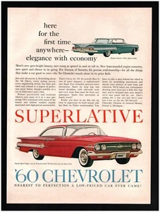 1960 Chevrolet Impala Sport Coupe/Sedan Original Print Ad ~ Fast Ship ~ Red Car - Picture 1 of 1
