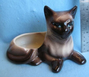 Vintage Hagen Renaker Burmese Siamese Cat Figurine or Planter Blue Eyes MCM - Picture 1 of 10